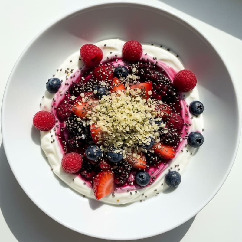 Greek Yogurt Bowl with Mixed Berries and Chia Seeds
