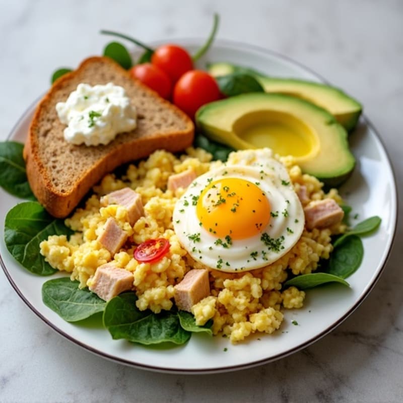 Egg White Scramble with Turkey Breast and Cottage Cheese