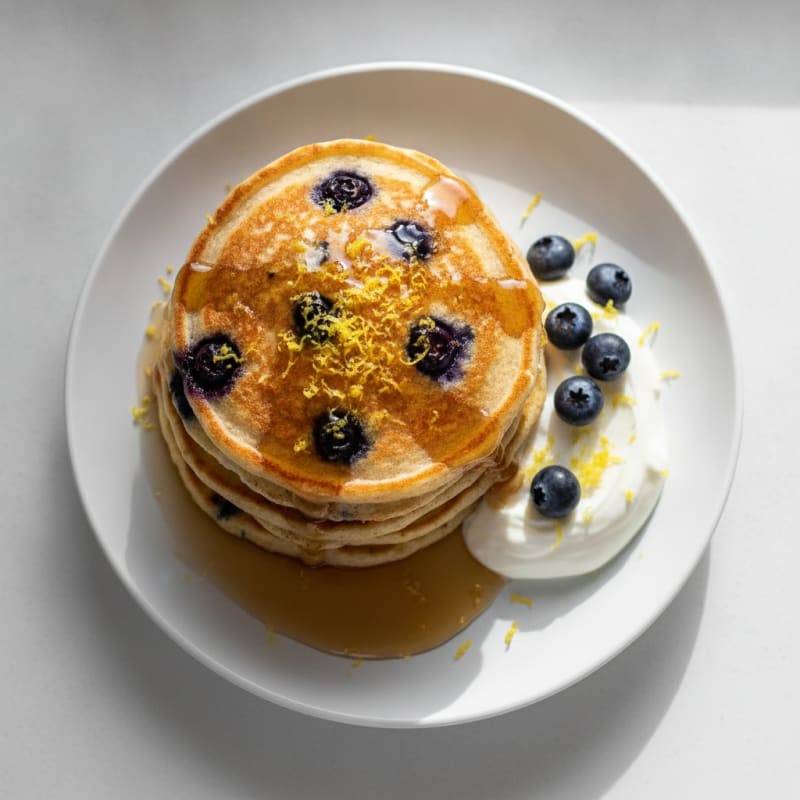 Blueberry Ricotta Pancakes with Lemon Zest