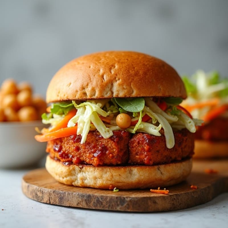 Smoky BBQ Tempeh Sandwich with Crispy Slaw