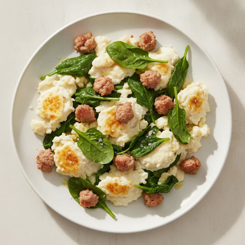 Egg White and Turkey Sausage Scramble with Spinach