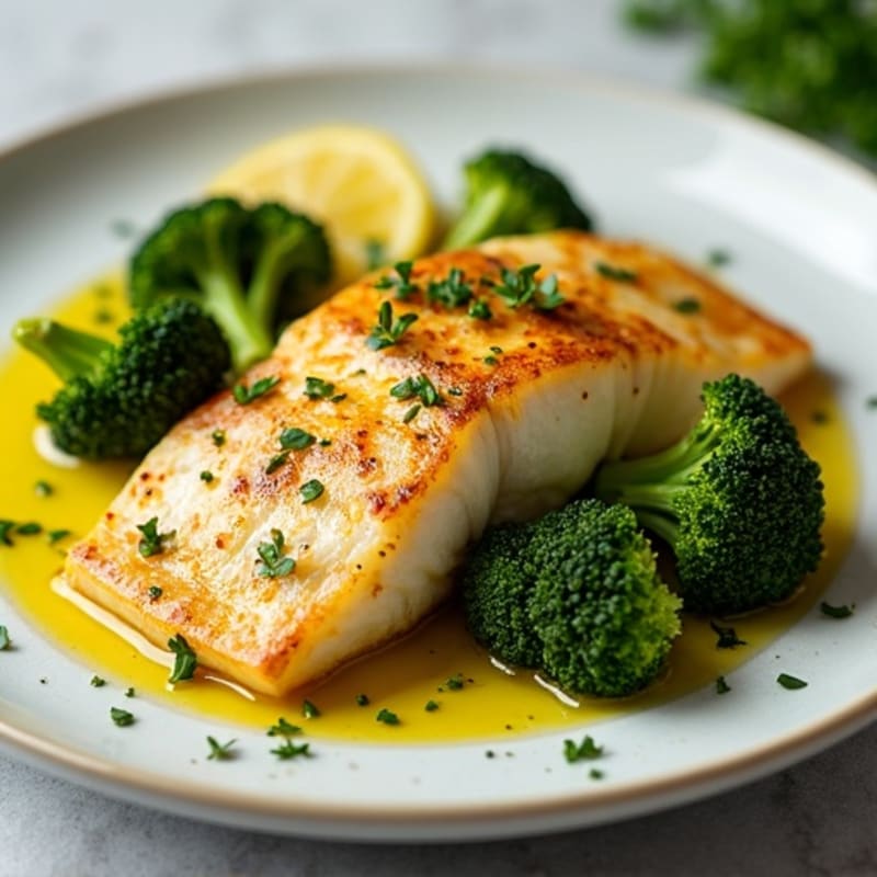 Seared Cod with Roasted Broccoli and Lemon