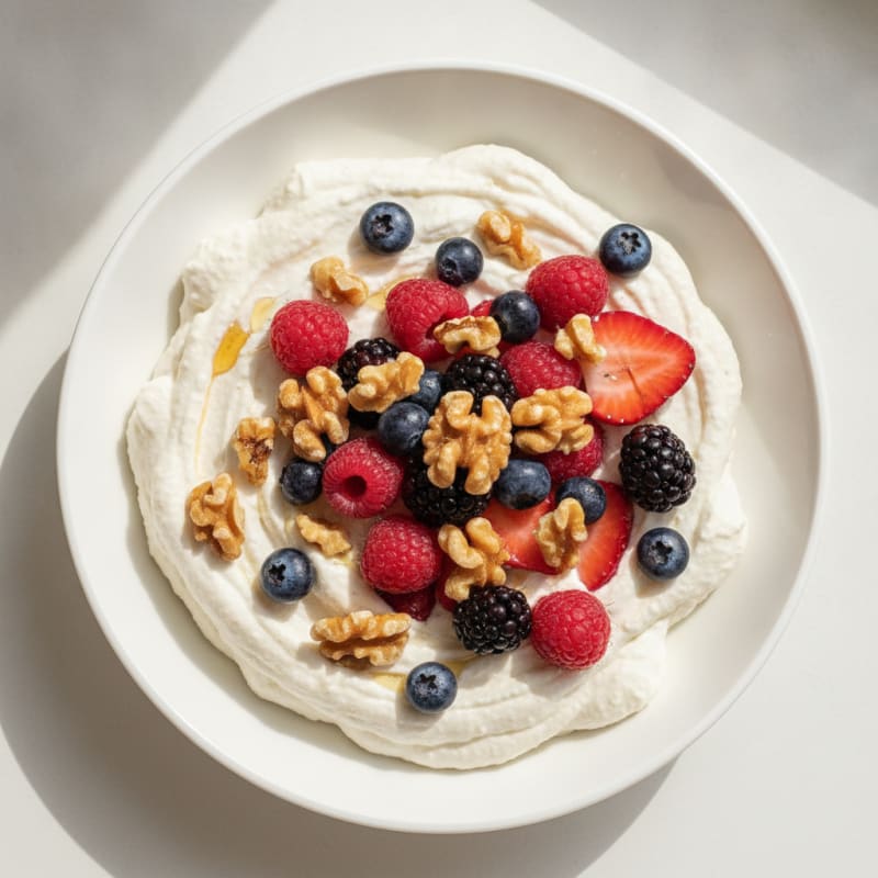 Silky Greek Yogurt Protein Mousse with Mixed Berries