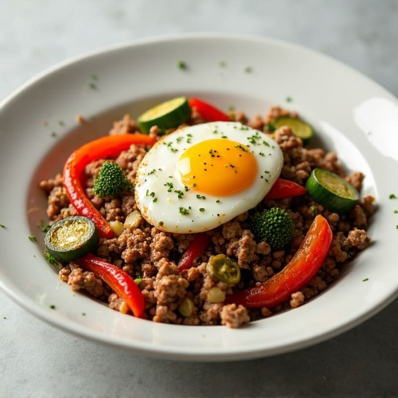 Ground Beef and Roasted Vegetable Stir Fry