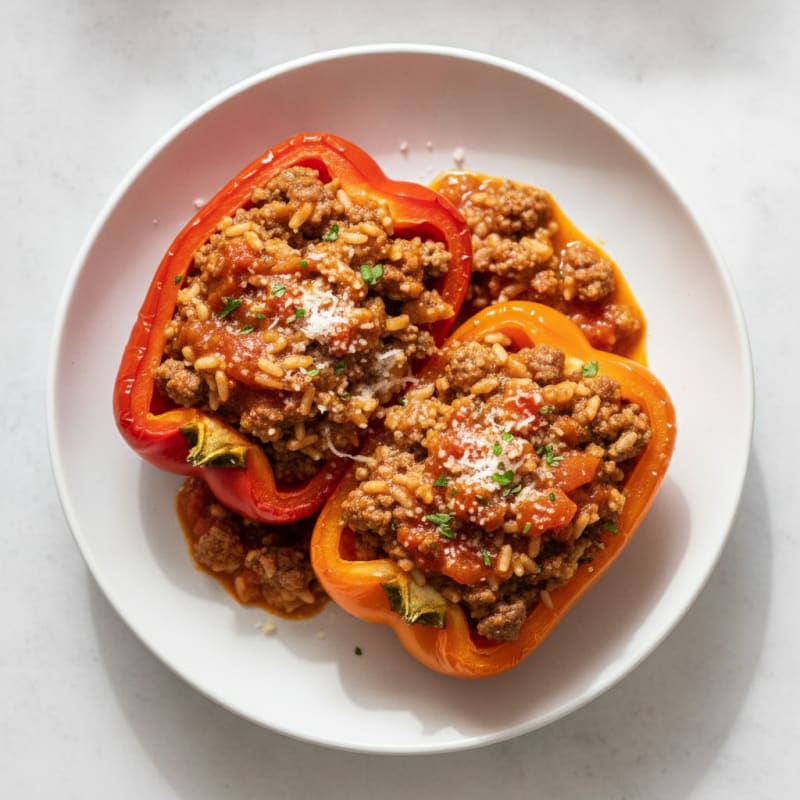 Beef and Rice Stuffed Bell Peppers