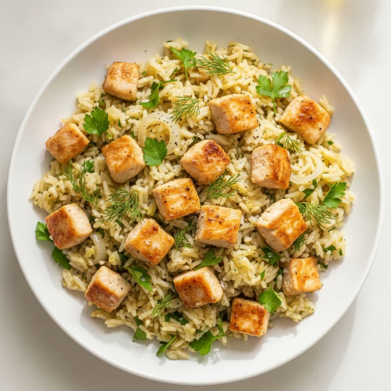 Lemon Herb Rice Pilaf with Sautéed Chicken