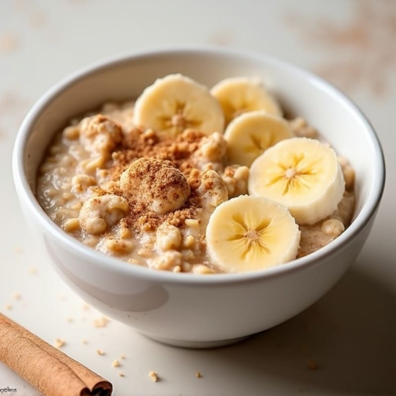 Creamy Protein Oatmeal with Sliced Banana and Cinnamon