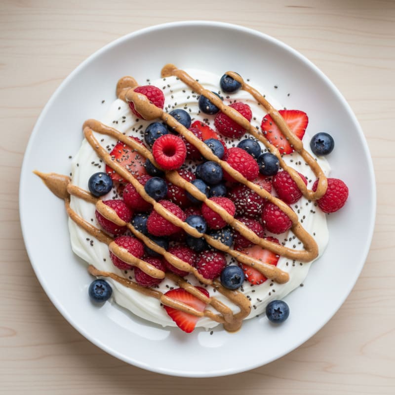 Greek Yogurt Protein Bowl with Mixed Berries and Almond Butter