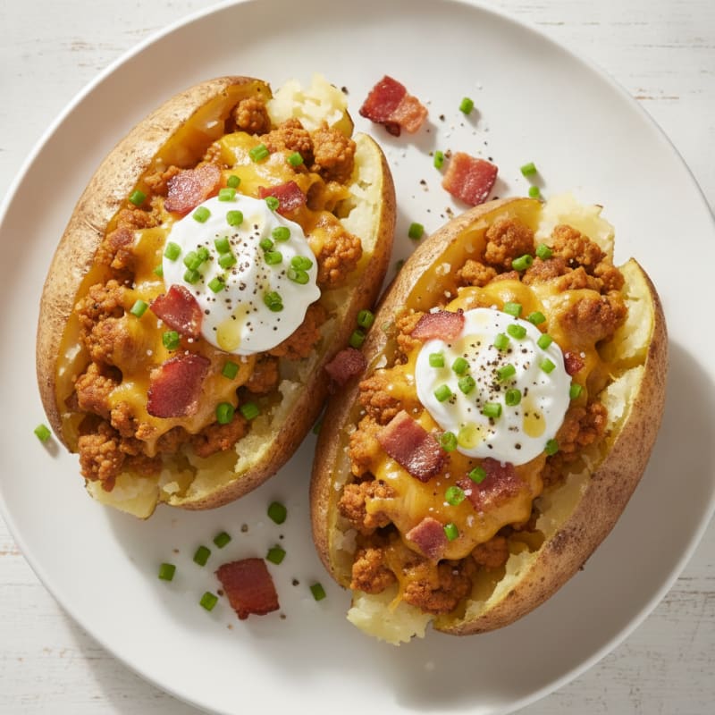 Loaded Baked Potatoes with Bacon and Chives