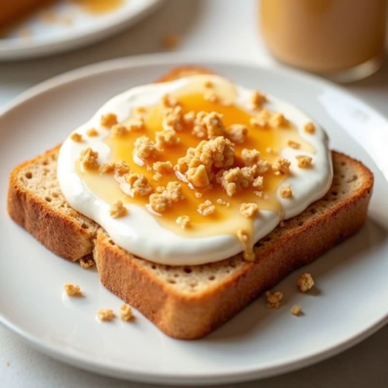 Creamy Peanut Butter Protein Toast with Sweet Yogurt Topping