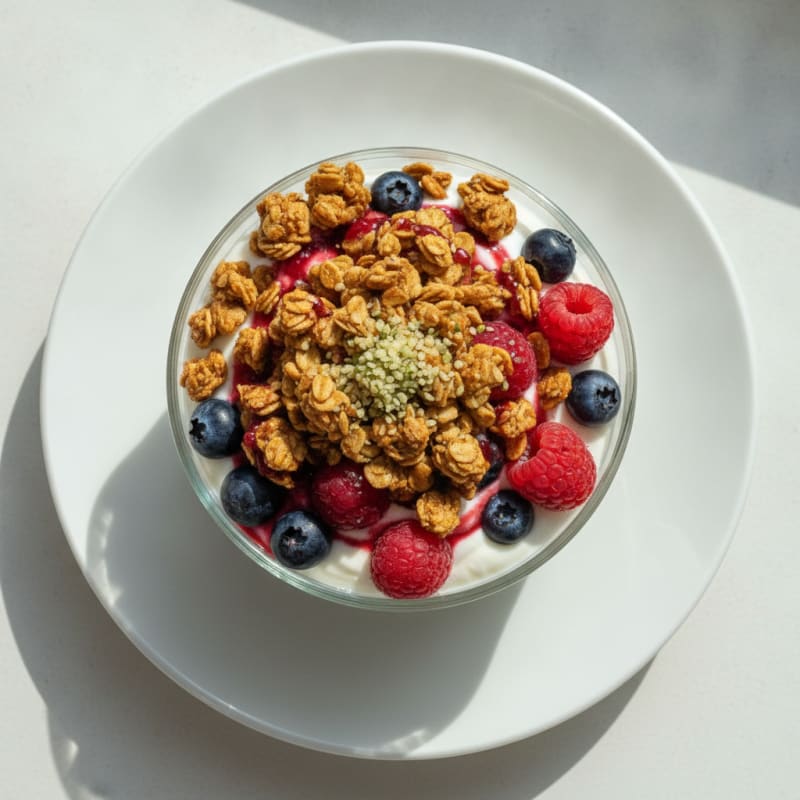 Greek Yogurt Parfait with Protein Granola and Berries