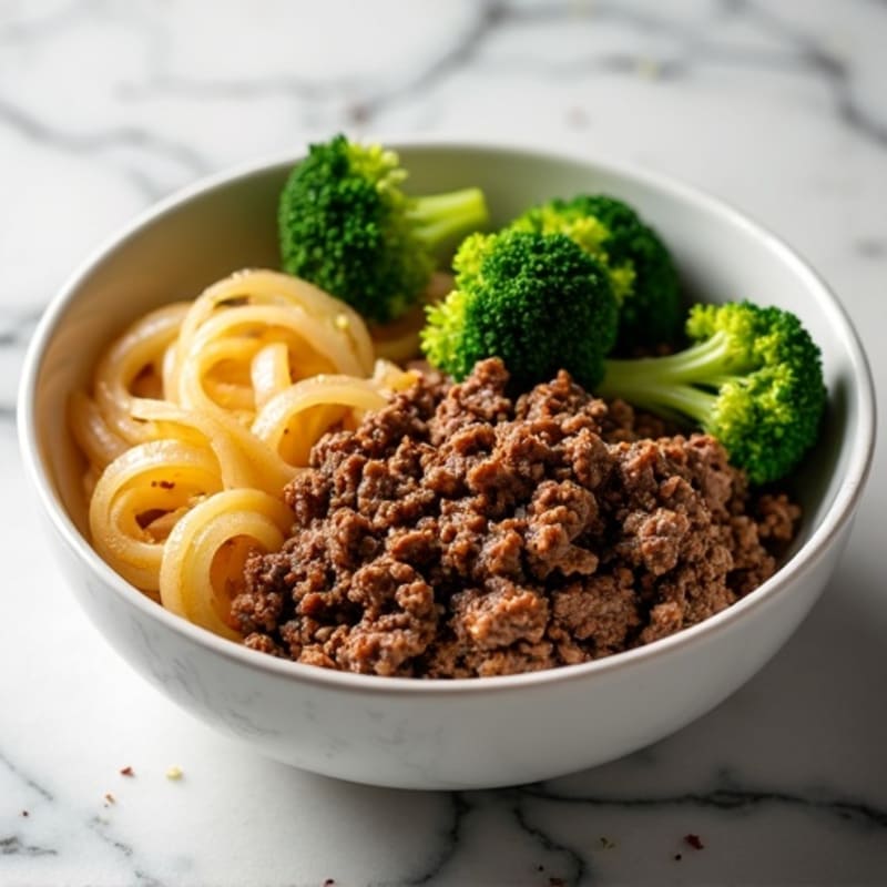 Ground Beef and Crispy Roasted Broccoli Bowl