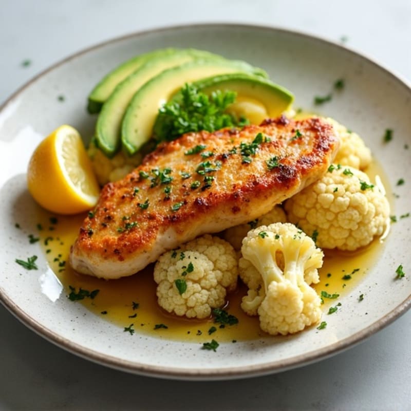 Crispy Roasted Cauliflower with Pan-Seared Chicken and Fresh Herbs