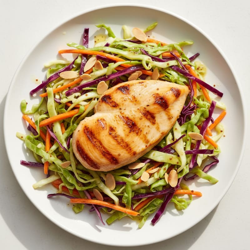 Grilled Chicken Breast with Crunchy Cabbage Slaw