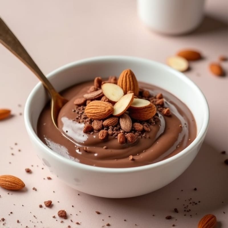 Silky Chocolate Protein Pudding with Almonds