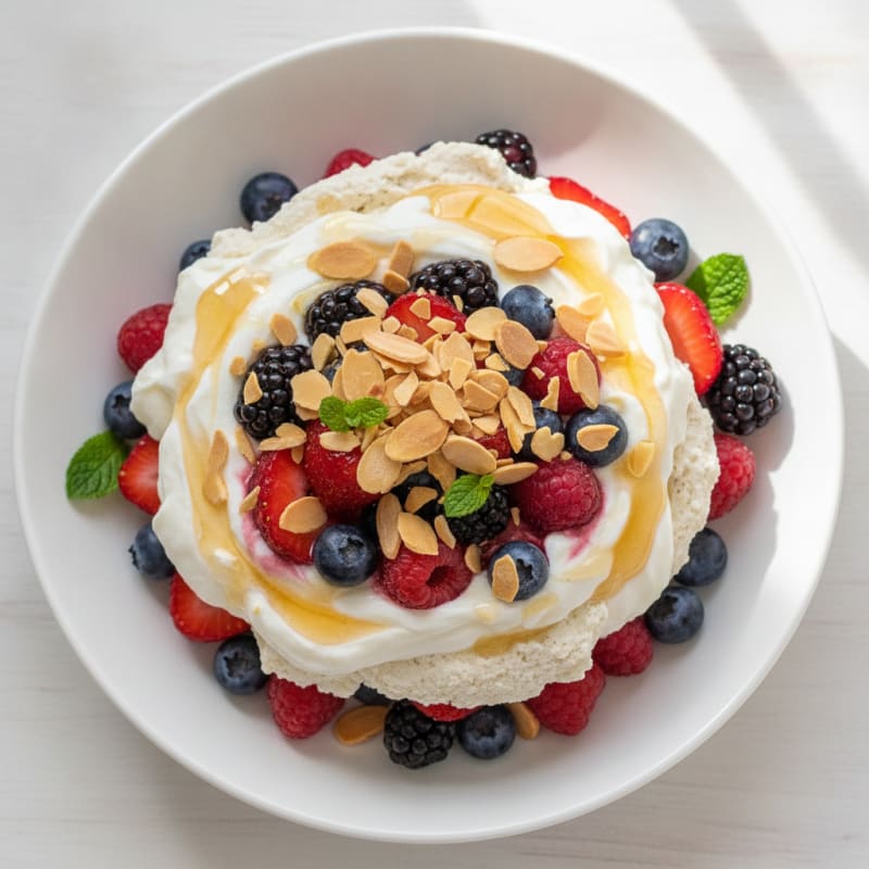 Greek Yogurt Protein Parfait with Mixed Berries and Almonds
