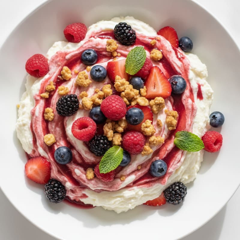 Greek Yogurt Protein Pudding with Mixed Berries
