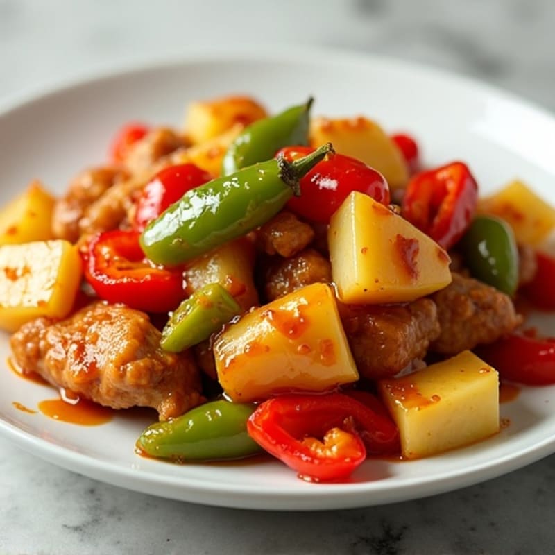 Baked Sweet and Sour Chicken with Bell Peppers and Pineapple