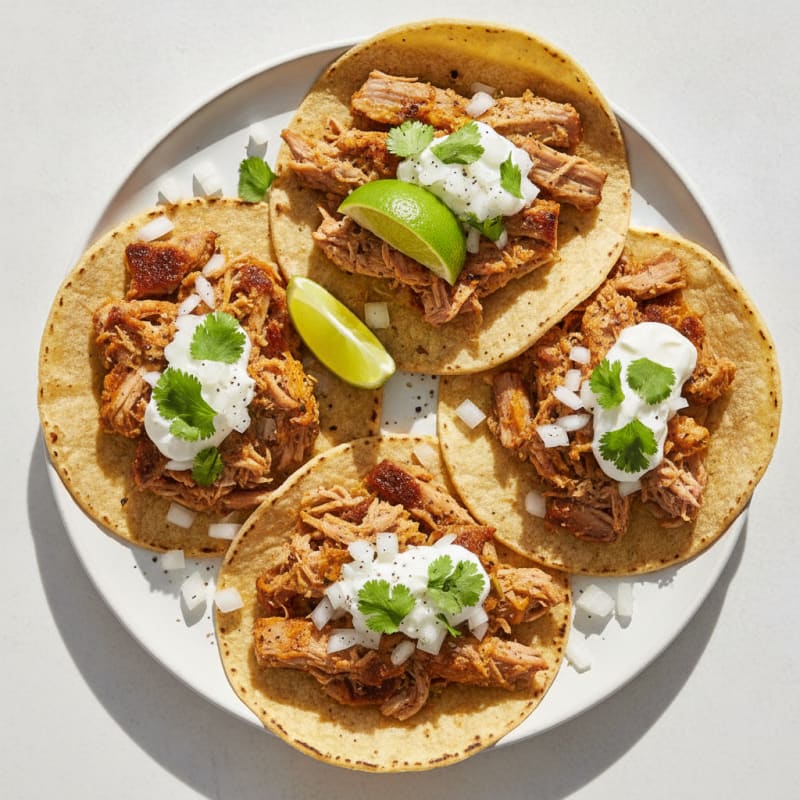 Slow-Cooked Pork Carnitas Street Tacos