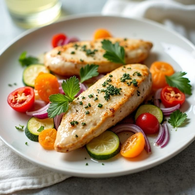 Creamy Coconut Chicken with Fresh Herbs and Crisp Vegetables