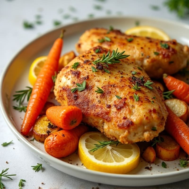 Crispy Lemon Herb Chicken with Roasted Root Vegetables