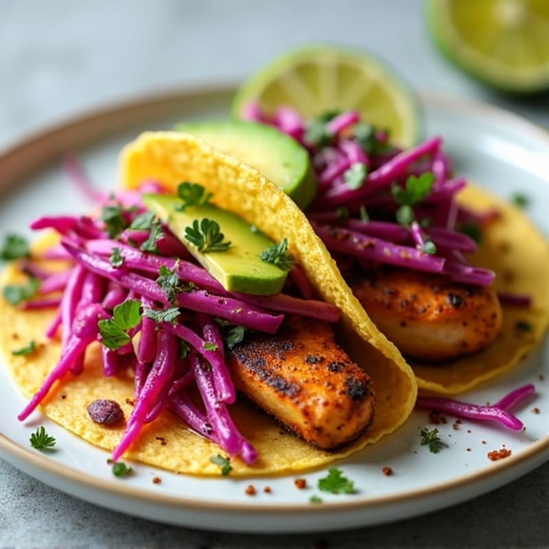 Spicy Pan-Seared Chicken Tacos with Fresh Cabbage Slaw