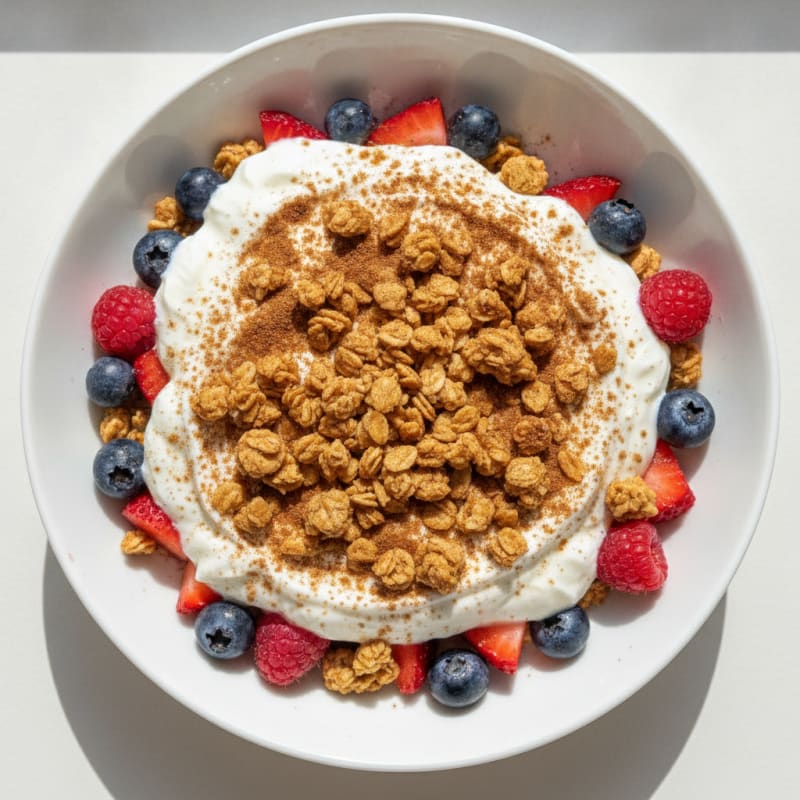 Greek Yogurt Parfait with Mixed Berries and Protein Granola