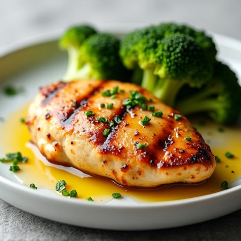 Grilled Citrus-Garlic Chicken Breast with Roasted Broccoli