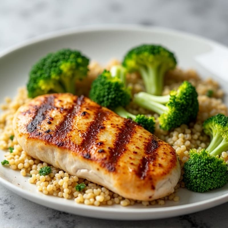 Grilled Chicken Breast with Quinoa and Steamed Broccoli