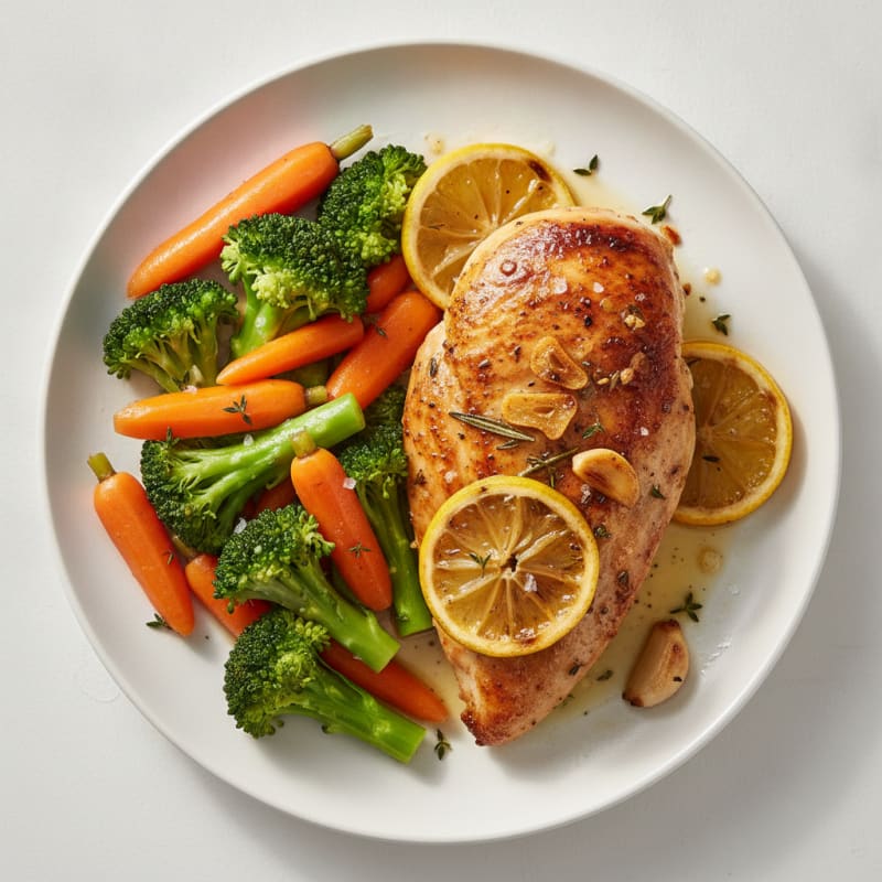 Garlic Herb Roasted Chicken with Lemon