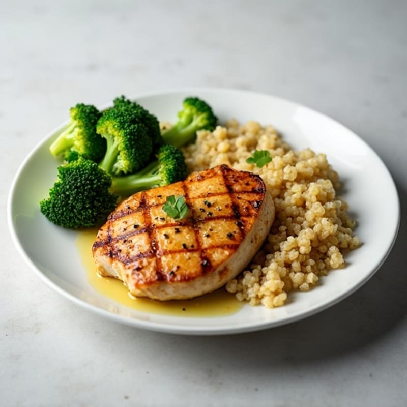 Grilled Chicken Breast with Quinoa and Steamed Broccoli