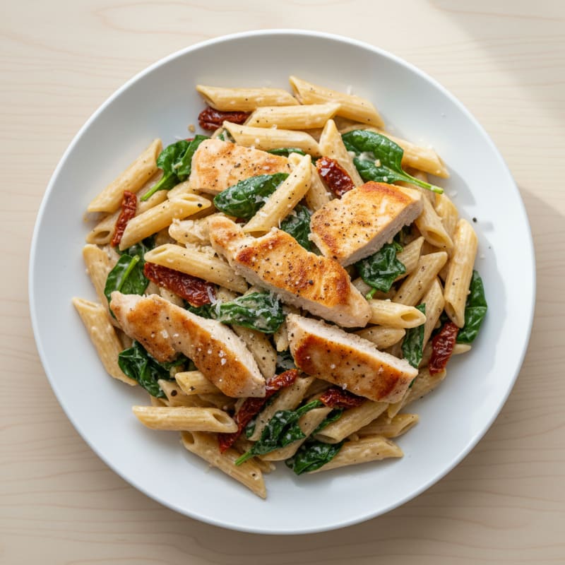 Chicken Penne Alfredo with Sun-Dried Tomatoes