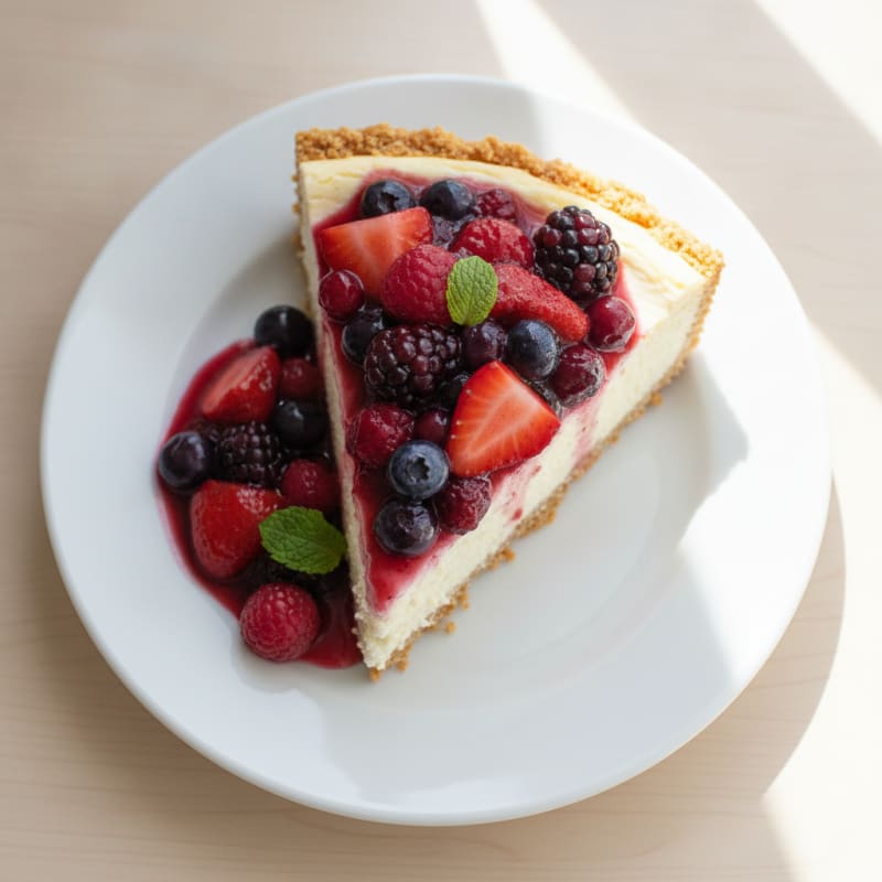 Greek Yogurt Protein Cheesecake with Mixed Berries