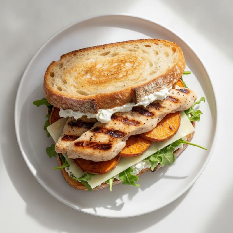 Grilled Chicken and Roasted Sweet Potato Sourdough Sandwich