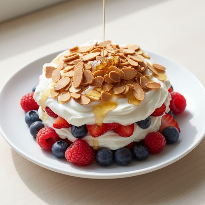 Greek Yogurt Protein Parfait with Mixed Berries and Almonds