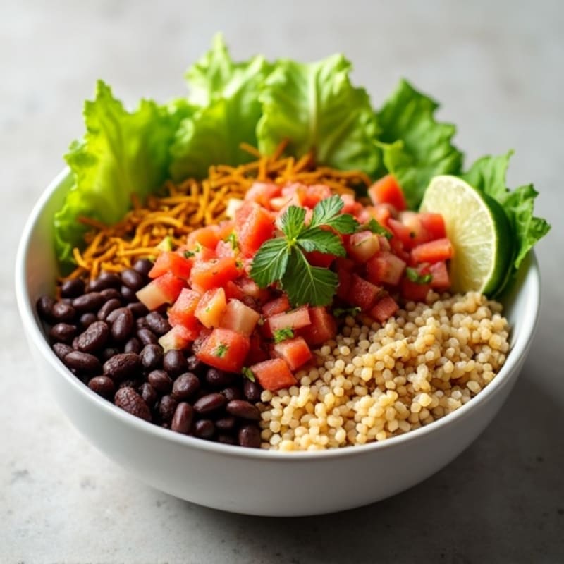 Lean Ground Turkey Taco Bowl with Fresh Salsa and Crispy Romaine