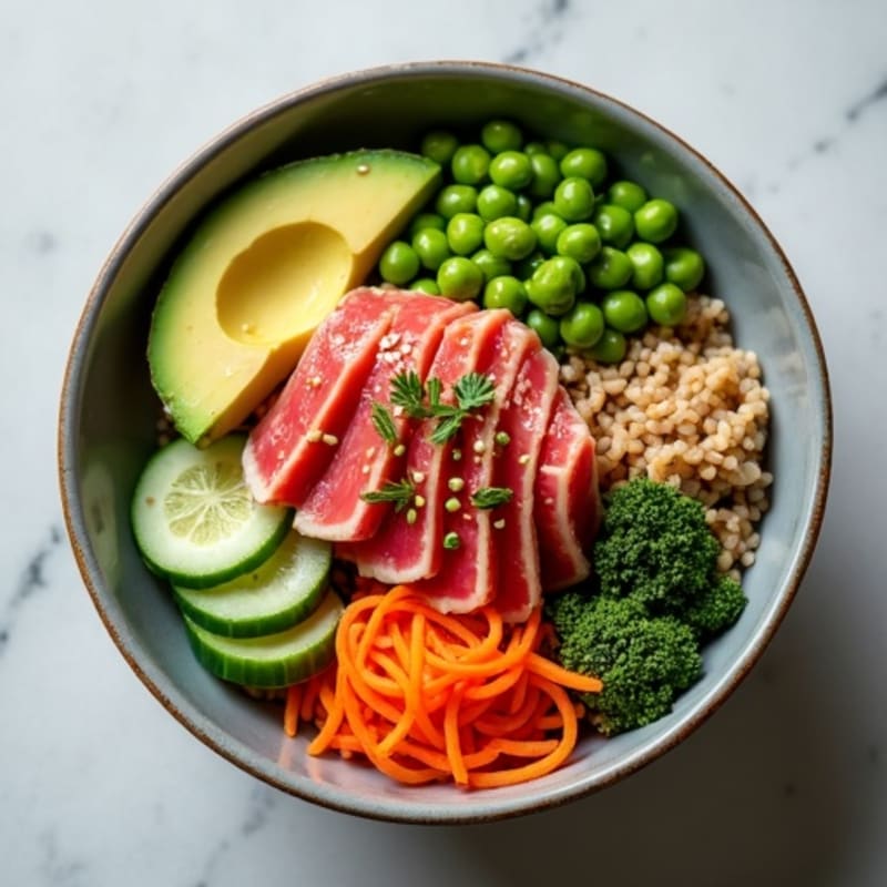 Fresh Tuna Poke Bowl with Sesame Ginger Dressing
