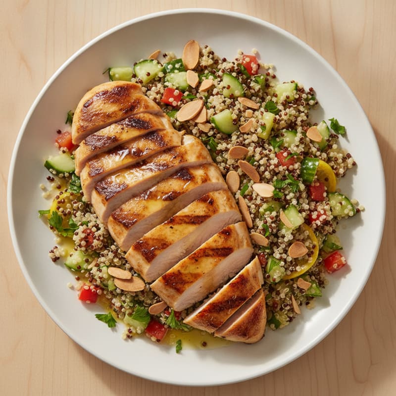 Grilled Chicken Breast with Crunchy Quinoa Salad