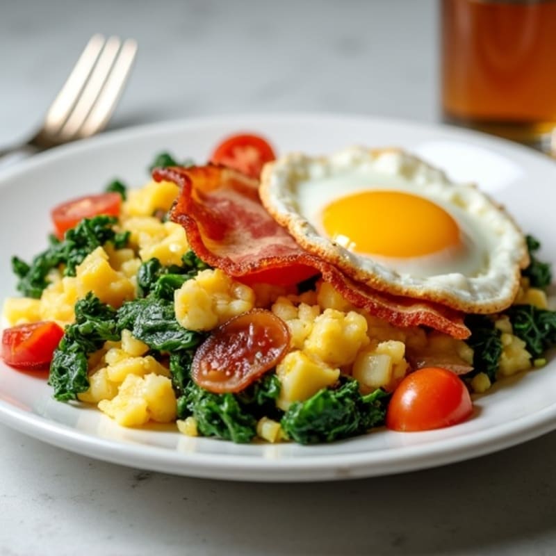Cottage Cheese Scramble with Spinach and Turkey Bacon