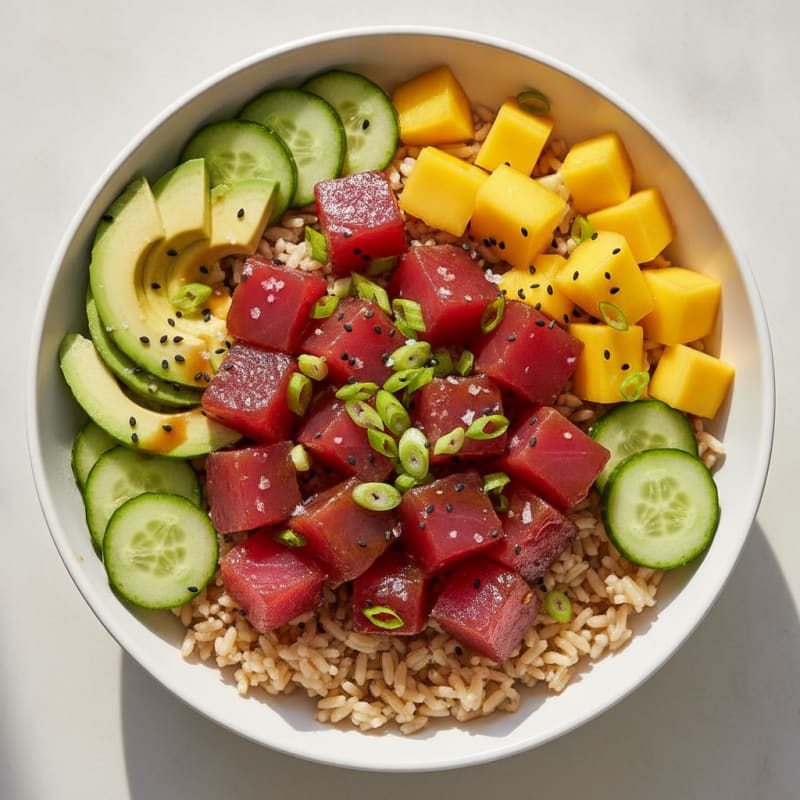 Ahi Tuna Poke Bowl with Tropical Fruit