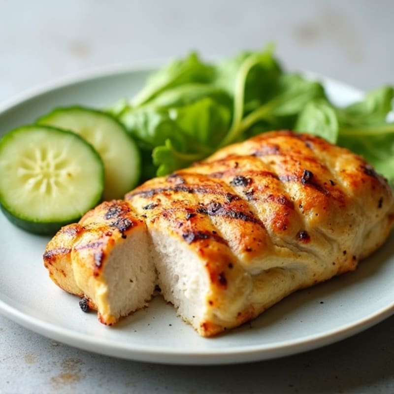 Grilled Chicken Breast with Cucumber Slices