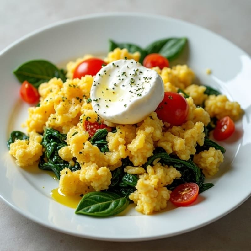 Egg White and Spinach Scramble with Cottage Cheese