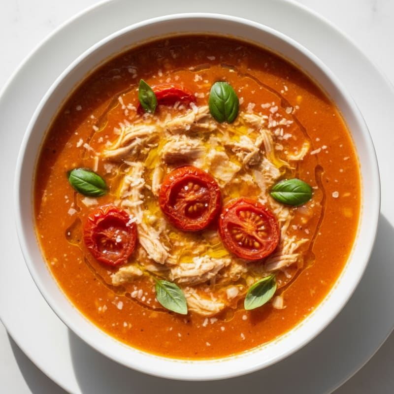 Roasted Tomato Basil Soup with Parmesan