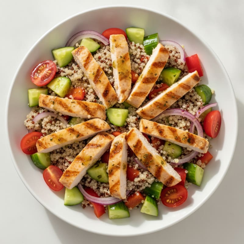 Grilled Chicken Salad with Quinoa and Fresh Vegetables