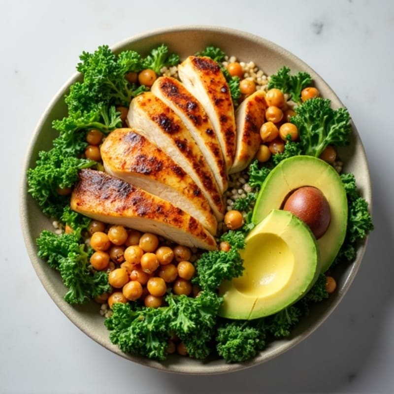 Crunchy Avocado Kale Bowl with Citrus Vinaigrette