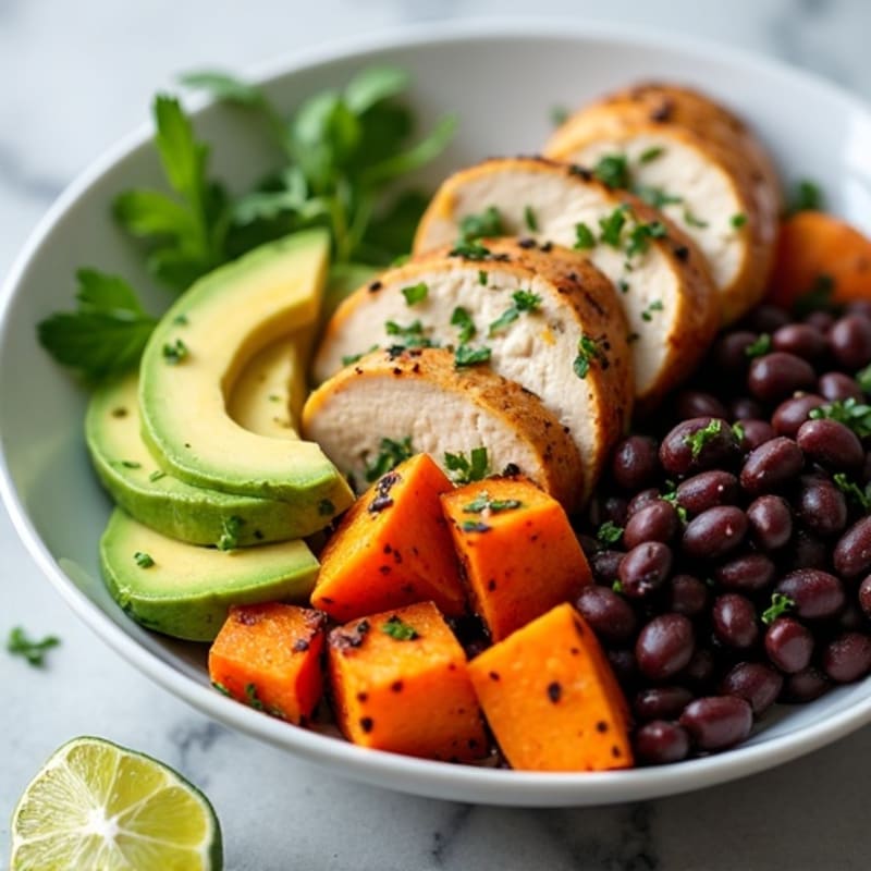 Roasted Sweet Potato and Black Bean Bowls with Creamy Avocado