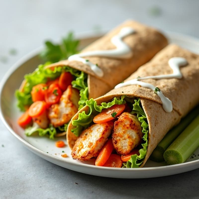 Crispy Buffalo Chicken Wraps with Crunchy Veggies