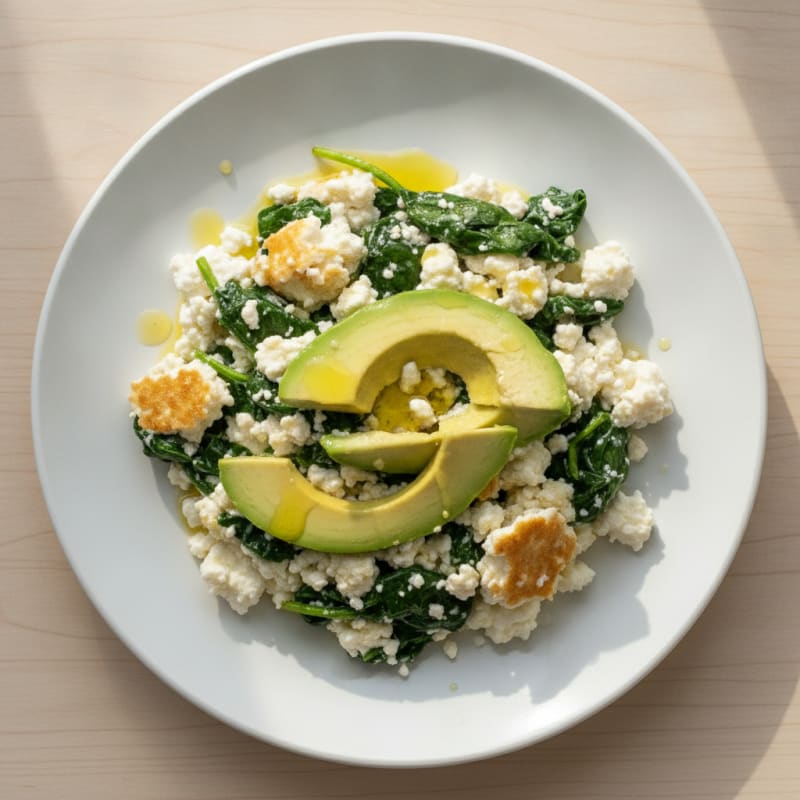 Egg White and Cottage Cheese Scramble with Spinach