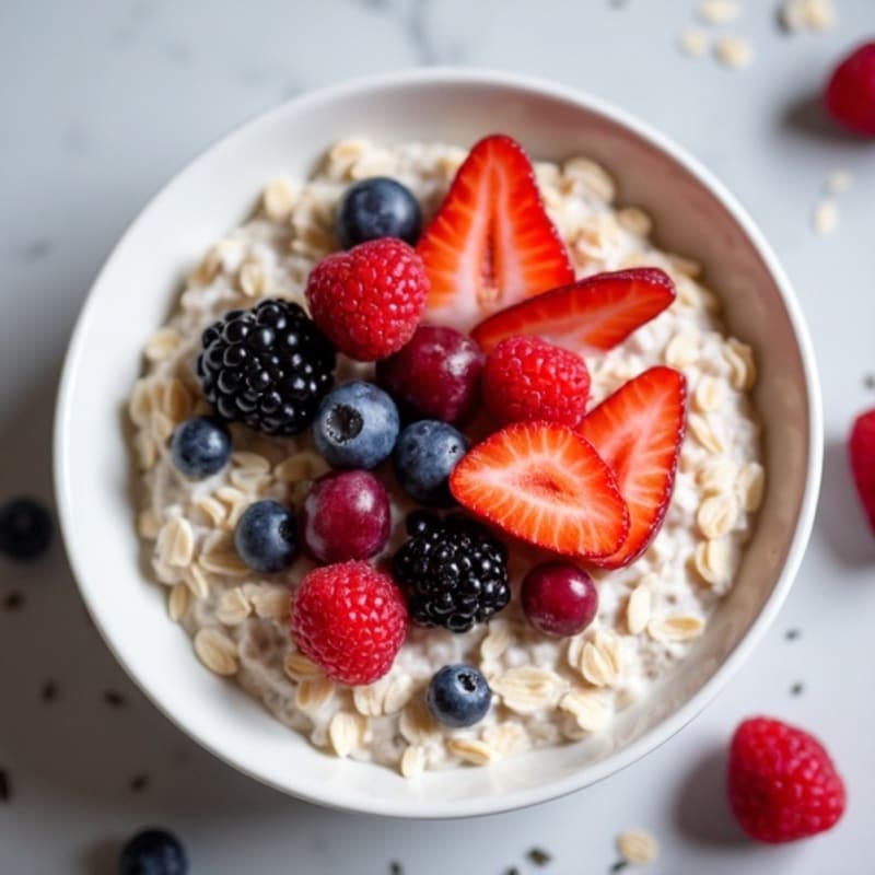 Creamy Protein Overnight Oats with Fresh Berries