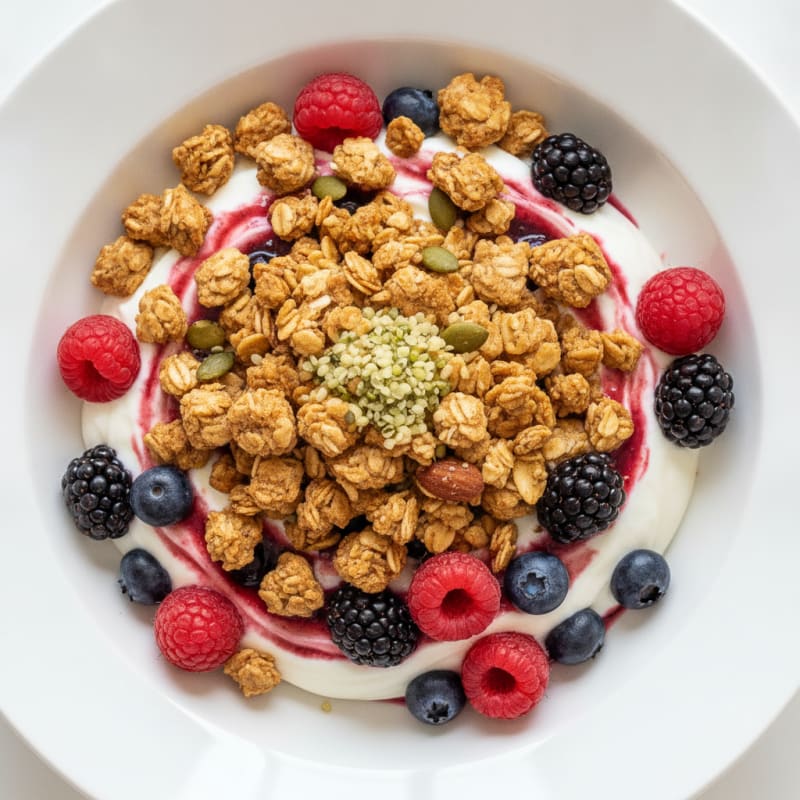 Creamy Greek Yogurt Parfait with Mixed Berries and Protein Granola